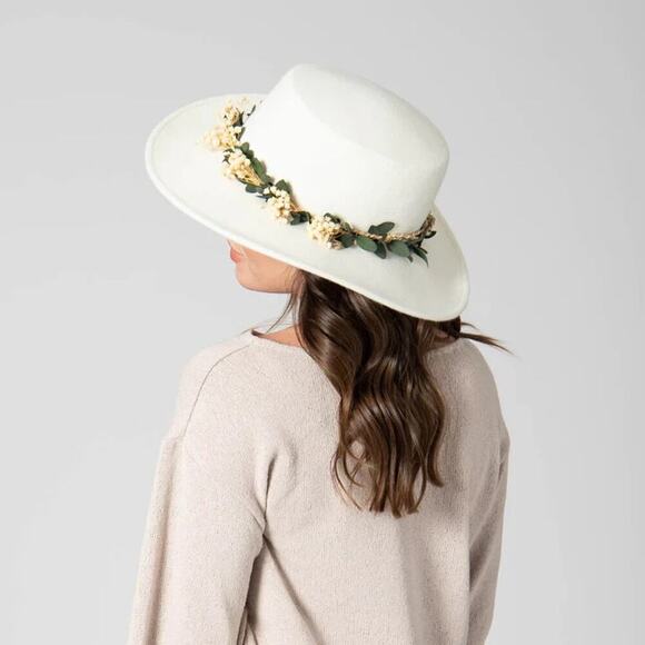NWT San Diego Hat Co. Felt Boater Bliss Women Wool W/Dried Babies Breath Ivory main image 7